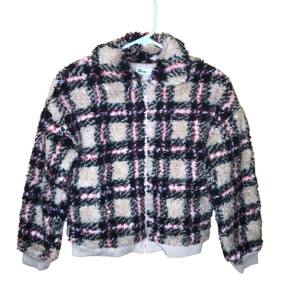 Epic Threads Tan Red Plaid Bomber Jacket, NWT, L
